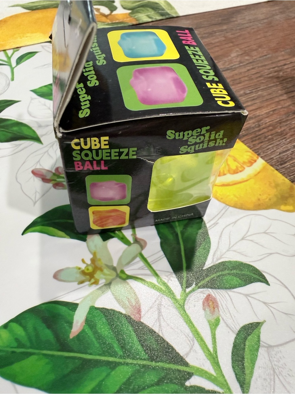 Cube Squeeze Ball - Neon Yellow Stress Toy